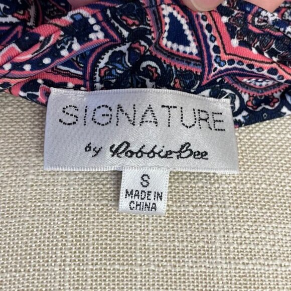 Signature by Robbie Bee Women's Dress - Pink and Blue Paisley- Size S - EUC - Picture 9 of 9